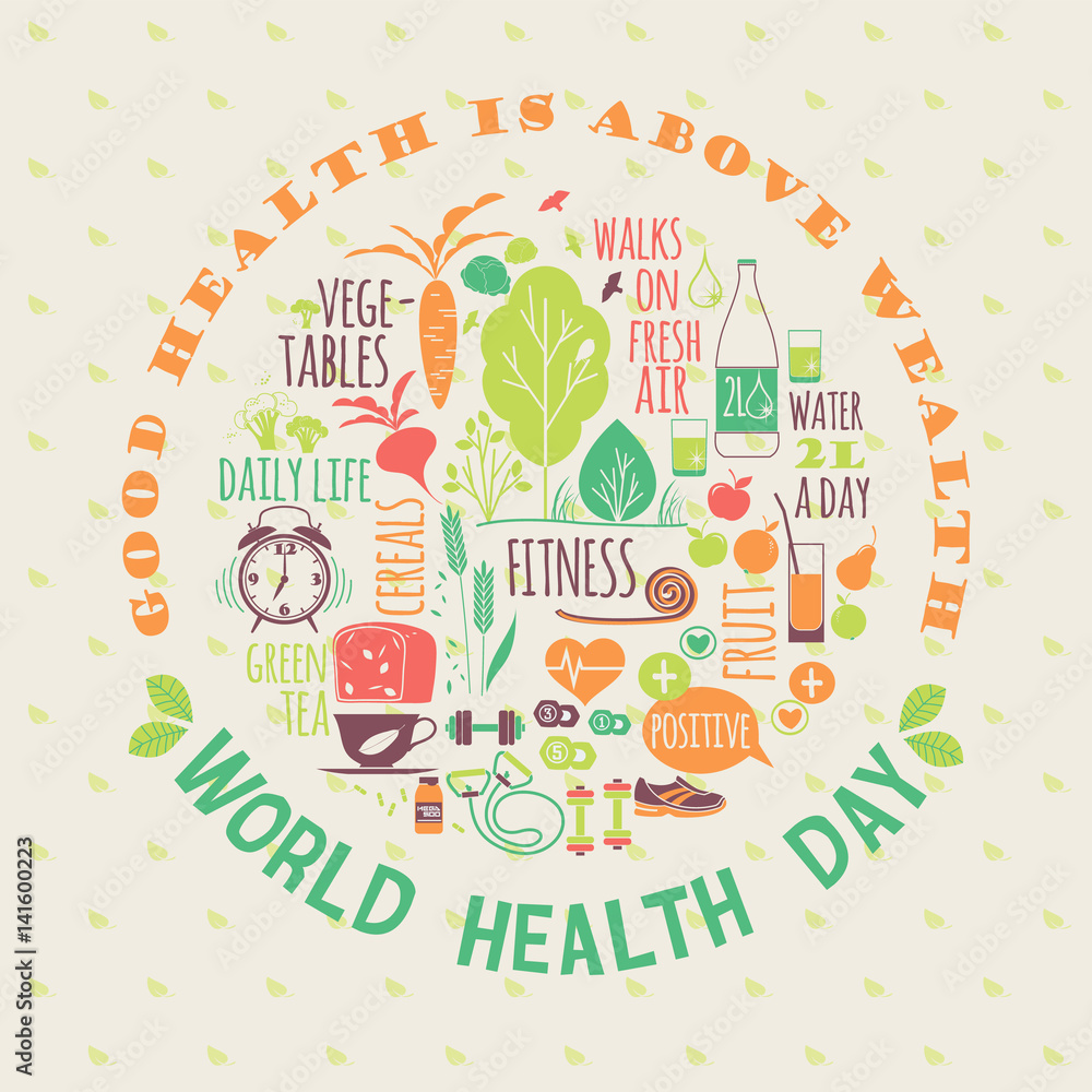 Naklejka premium World health day vector illustration.