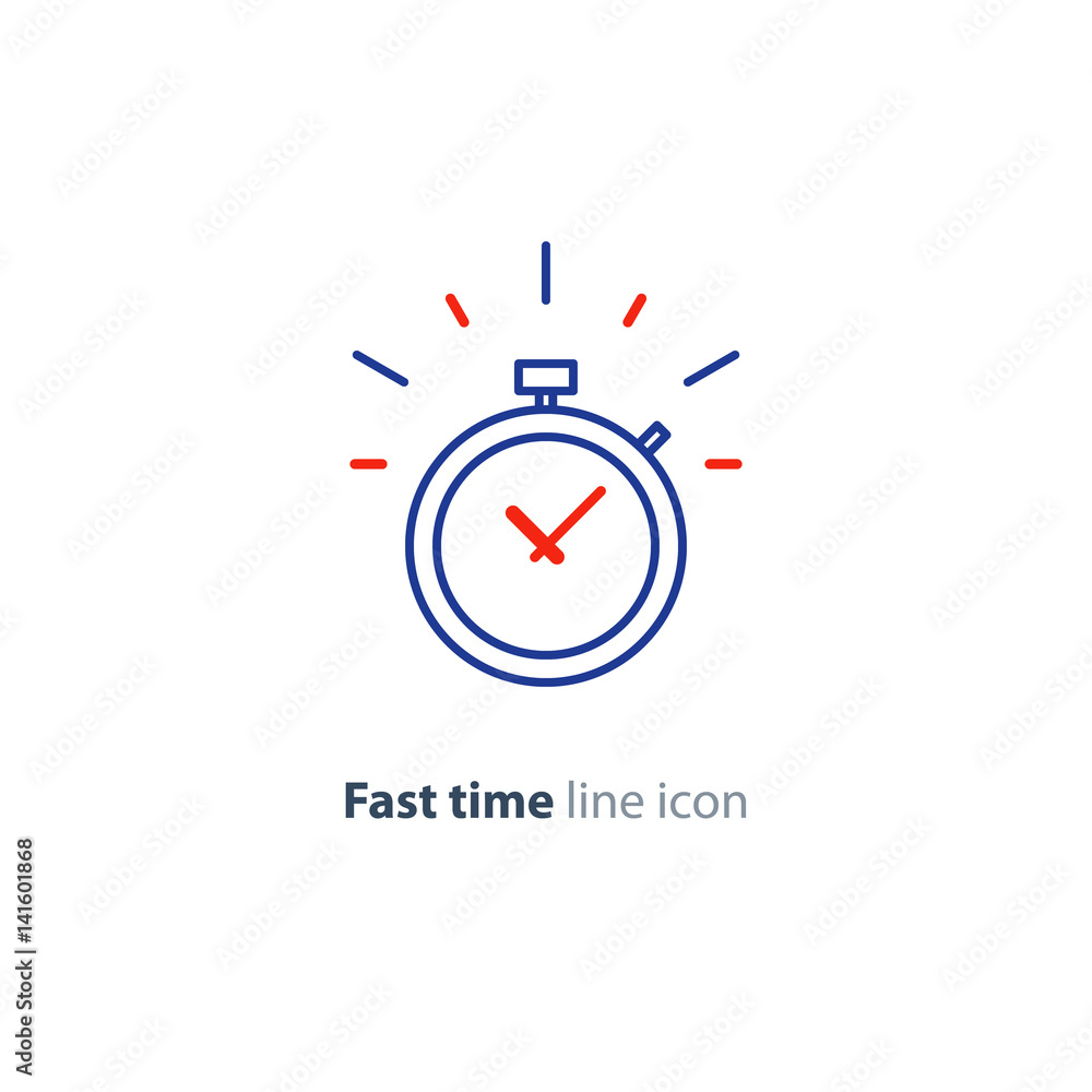 Time limit concept, fast delivery services linear icon, ringing timer Time limit concept, fast delivery services linear icon, ringing timer