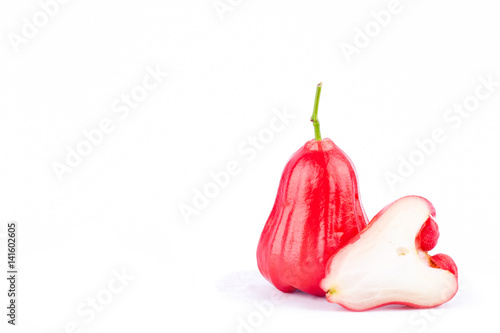 half rose apple and water apples on white background healthy rose apple fruit food isolated 