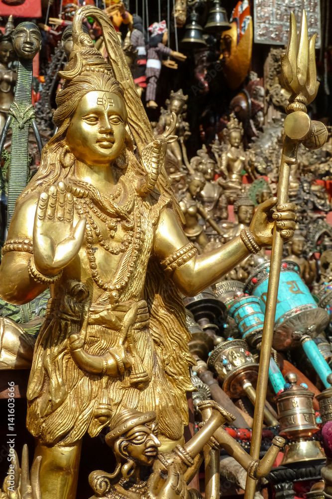 Fototapeta premium Devotional objects for pilgrims, Swayambhunath, Kathmandu Valley, Nepal