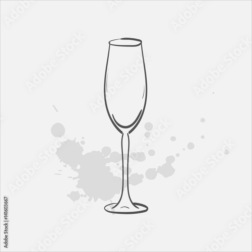 flute glass vector sketch icon