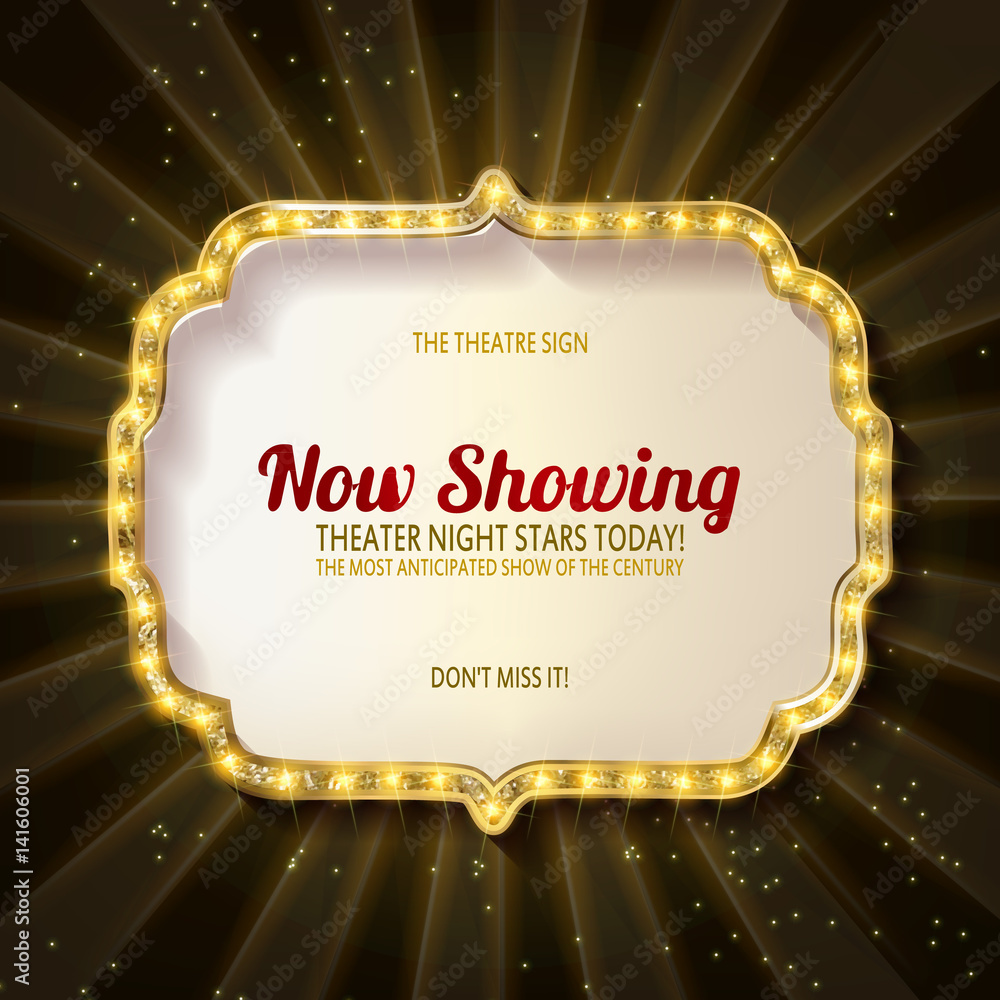 Fotografie Gold figure frame with light bulbs