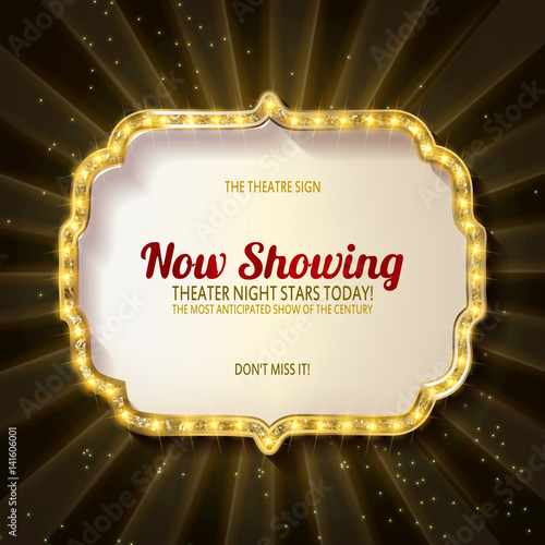 Gold figure frame with light bulbs