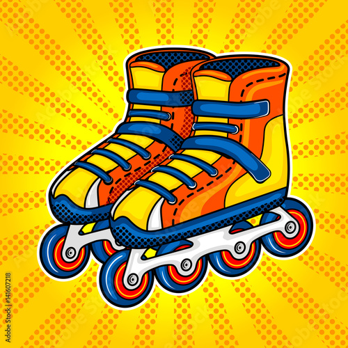 Roller skates comic book style vector