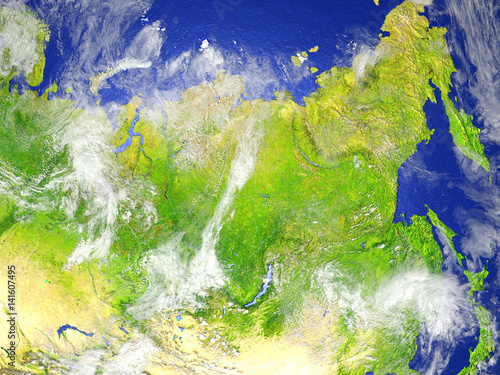 Siberia on realistic model of Earth