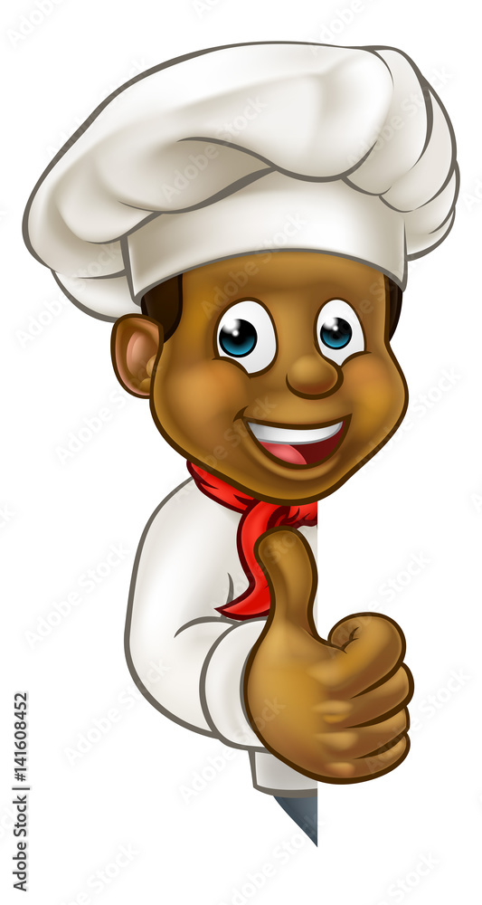 Black Chef Cartoon Character Mascot Stock Vector | Adobe Stock
