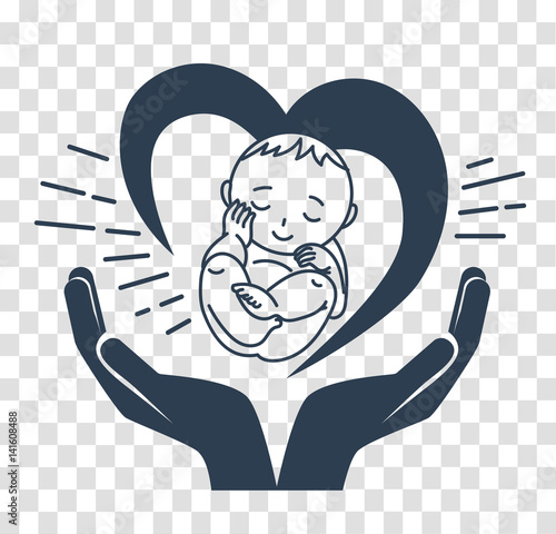 silhouette icon of the birth of a child