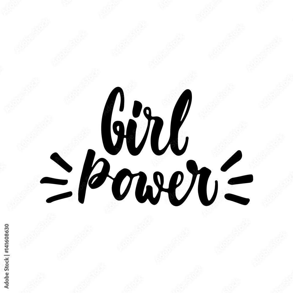 Girl power - hand drawn lettering phrase isolated on the white background. Fun brush ink inscription for photo overlays, greeting card or t-shirt print, poster design.