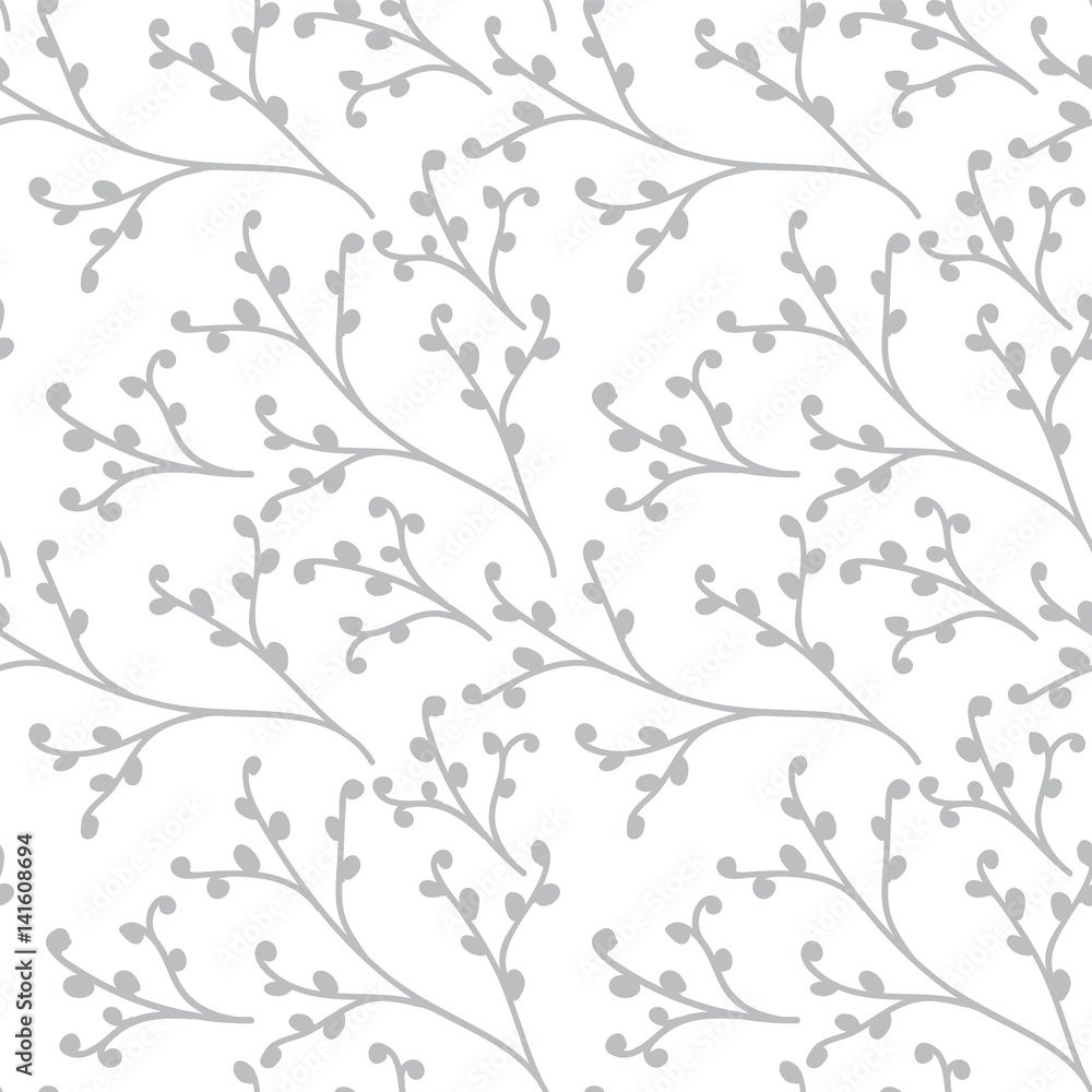 Seamless pattern vector floral background with hand drawn branches for textile, wrapping paper, home decoration etc..