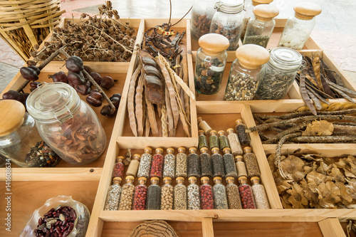 Obraz na plátně Dried Thai herbs from natural to traditional medicine