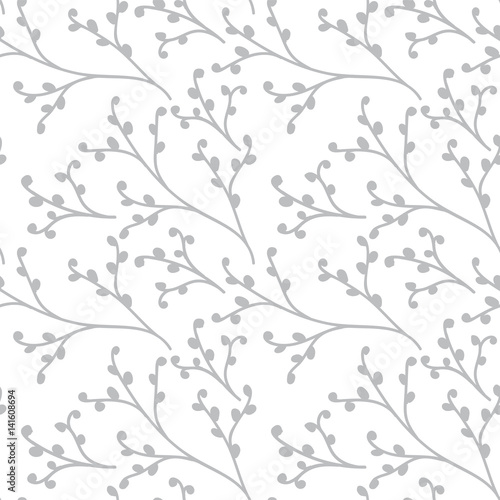 Seamless pattern vector floral background with hand drawn branches for textile  wrapping paper  home decoration etc..