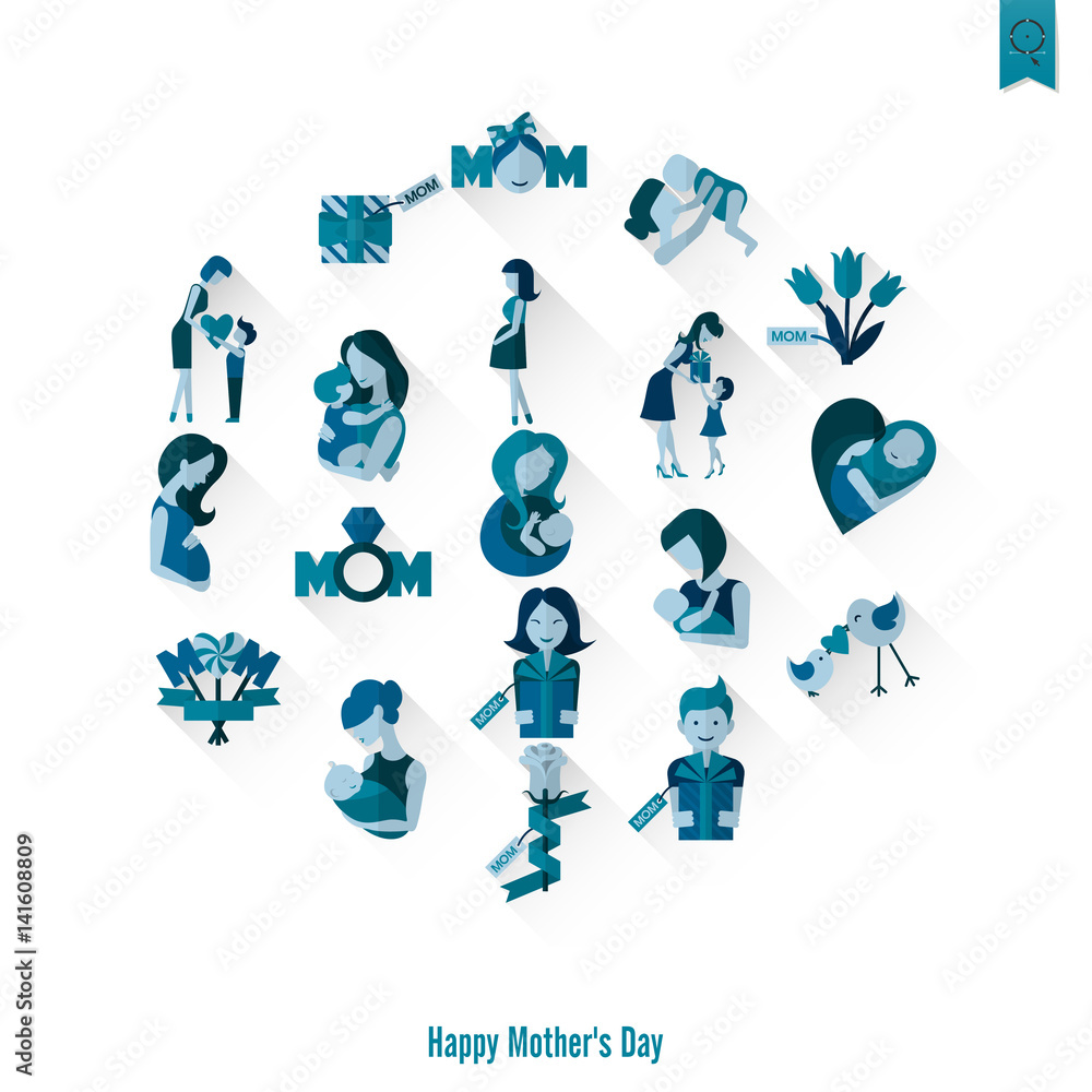 Fototapeta premium Happy Mothers Day Icons
