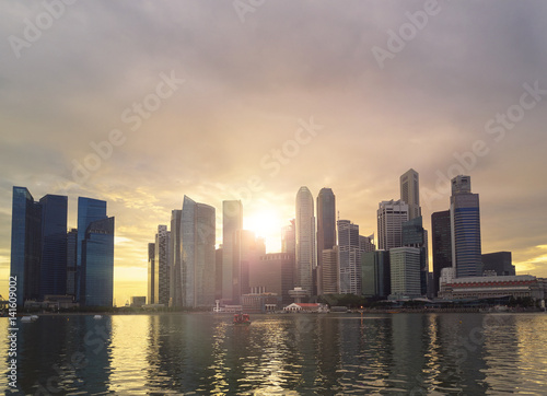 Singapore financial district by Marina bay