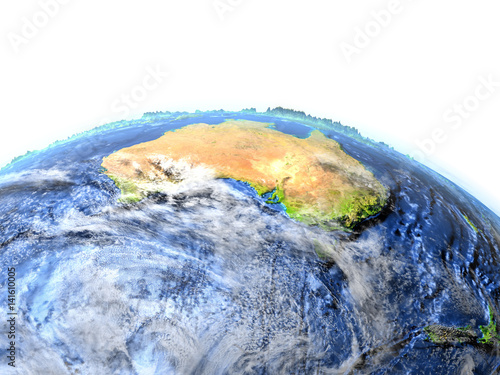 Australia and New Zealand on Earth - visible ocean floor