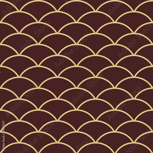 Seamless ornament. Modern geometric pattern with repeating wavy golden elements