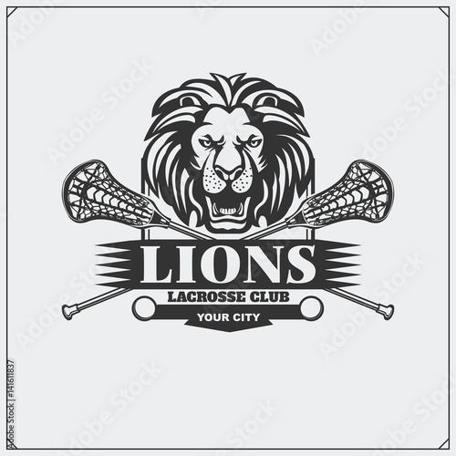 Lacrosse club emblem with lion head.