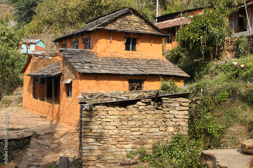 Typical Nepalese house in the hills, Pokhara, Nepal