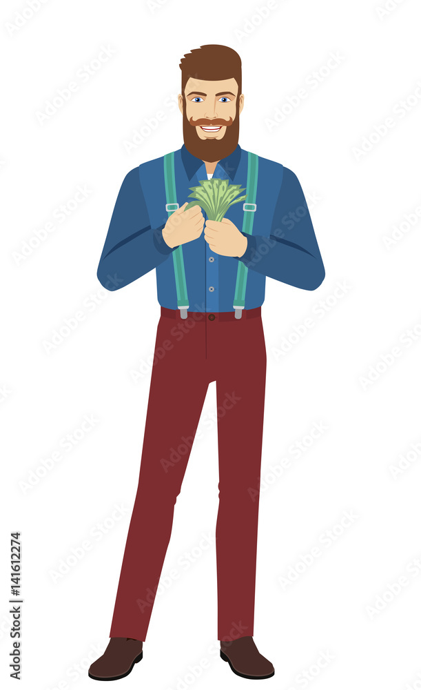 Hipster counts the cash money Hipster counts the cash money