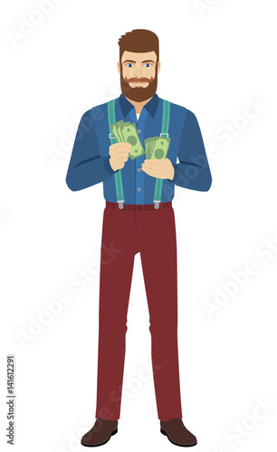 Hipster counts the cash money