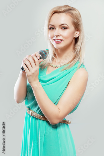 beautiful woman with microphone