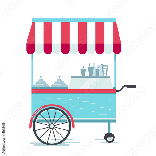 Street food cart, vector illustration, flat design