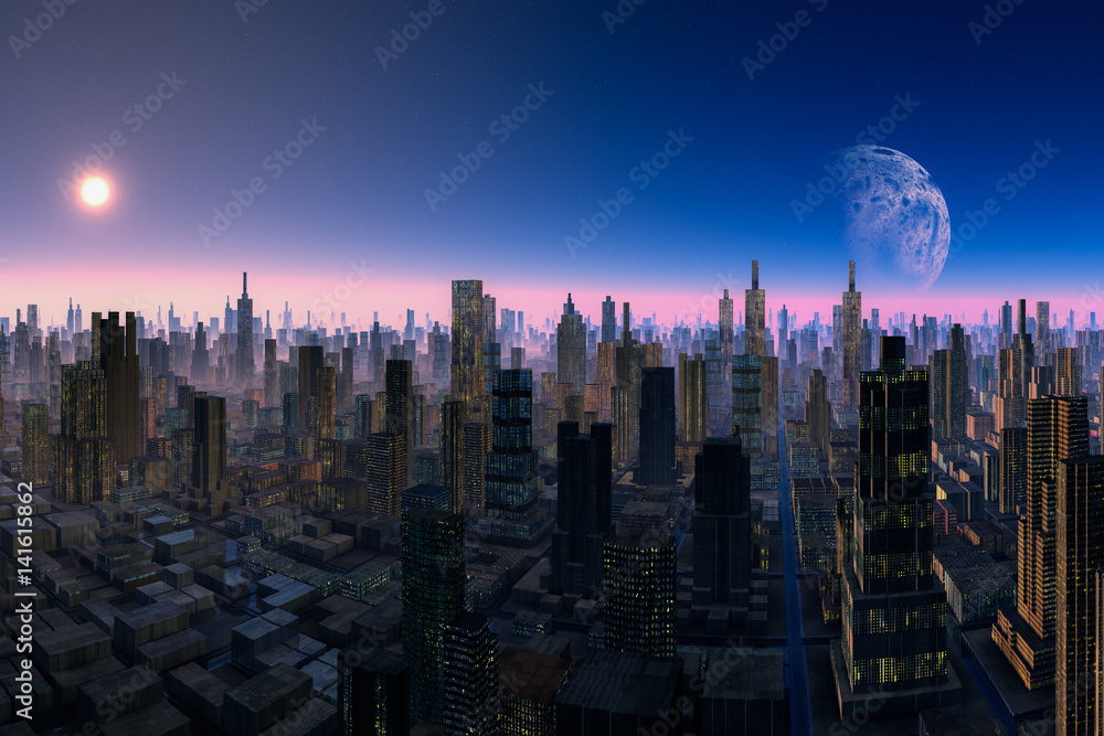 Obraz premium Scifi Citylights