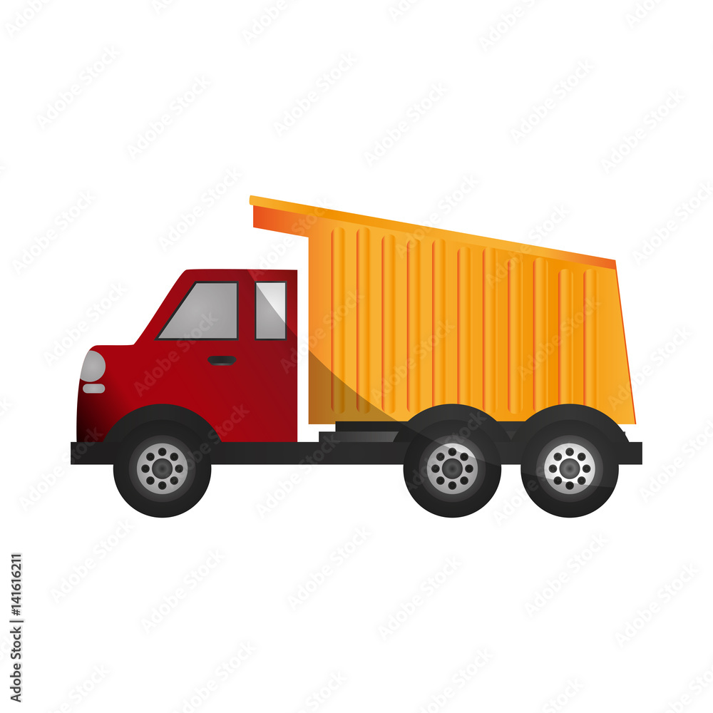 dump truck icon over white background. colorful design. vector illustration