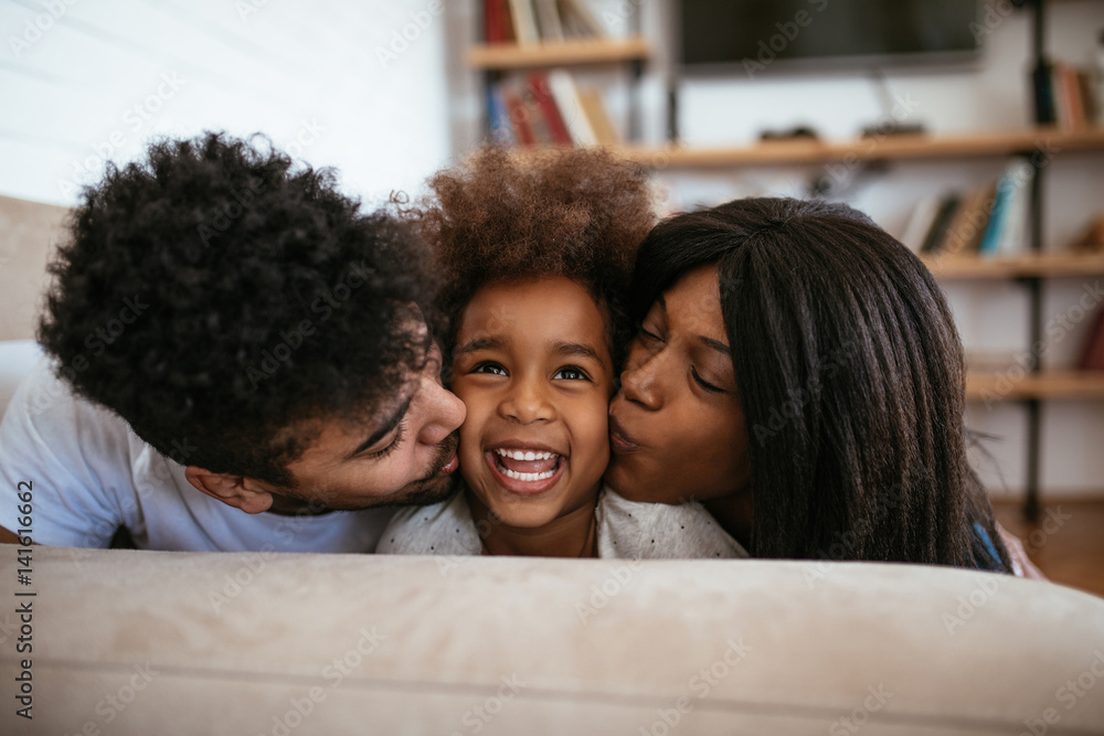 Obraz premium Cute african american family