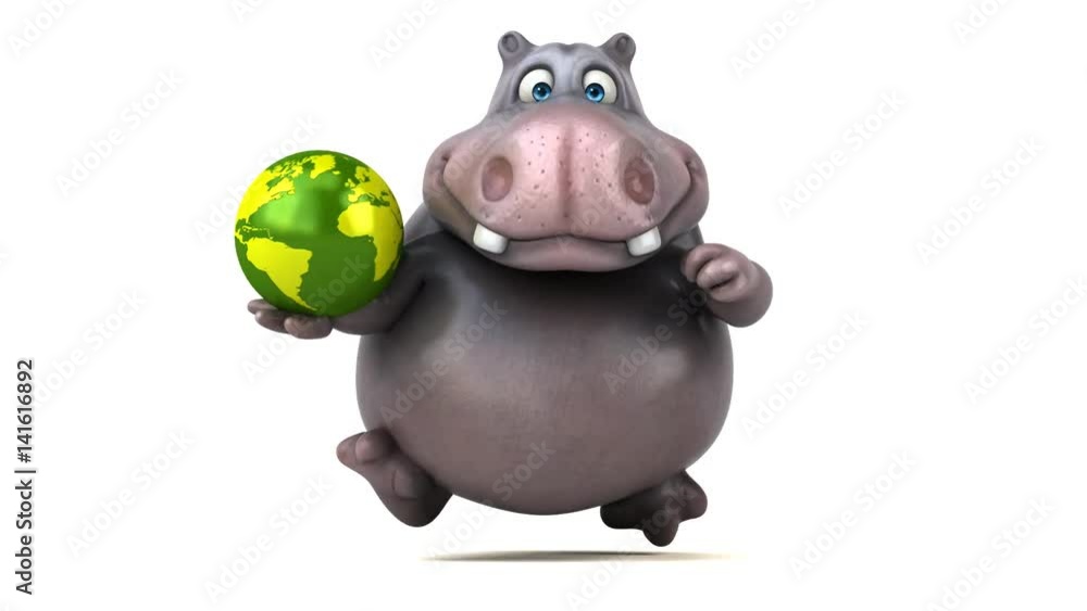 Fun hippo running - 3D Animation Fun hippo running - 3D Animation