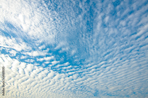 blue sky and fluffy clouds (Cirrocumulus) on nature background texture 
