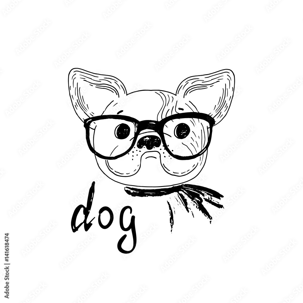 Black and white vector sketch of a dog. Vector Illustration