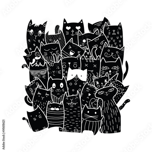 Cute cats, doodle style.