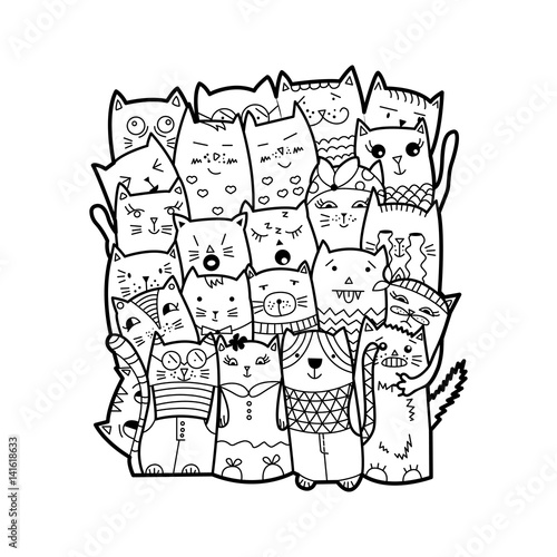 Cute cats, doodle style.