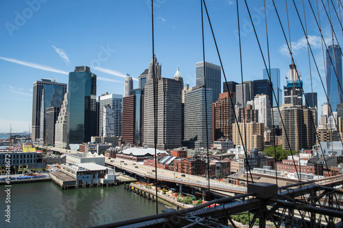 Brooklyn Bridge, One World Trade Center and Financial District: Summer in Manhattan, USA photo