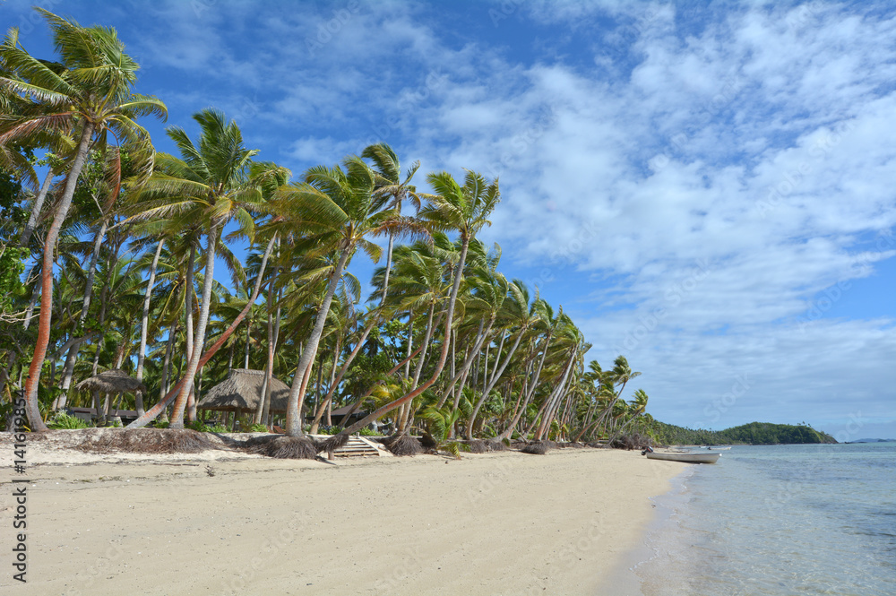 Landscape of a tropical beach resort in Fiji