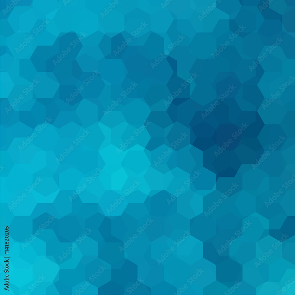 Vector background with blue hexagons. Can be used in cover design, book design, website background. Vector illustration