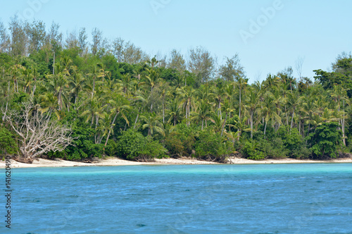 Landscape of a remote tropical beach in Nanuya Levu island Fiji