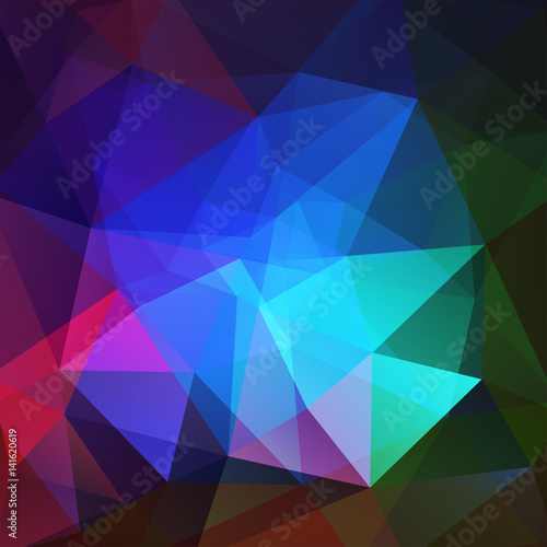 Polygonal vector background. Can be used in cover design, book design, website background. Vector illustration. Dark black, blue, green, red colors