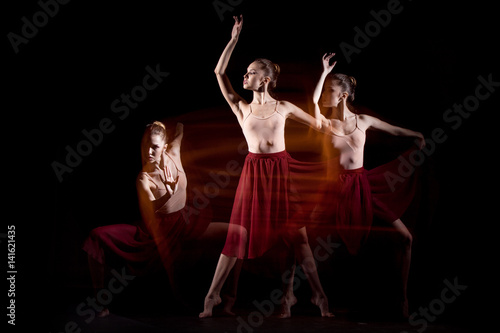 The sensual and emotional dance of beautiful ballerina