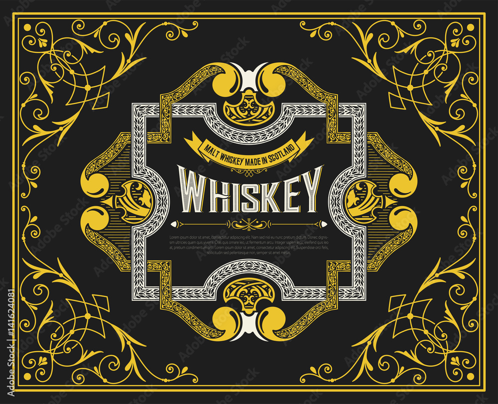 Whiskey Label with vintage ornaments