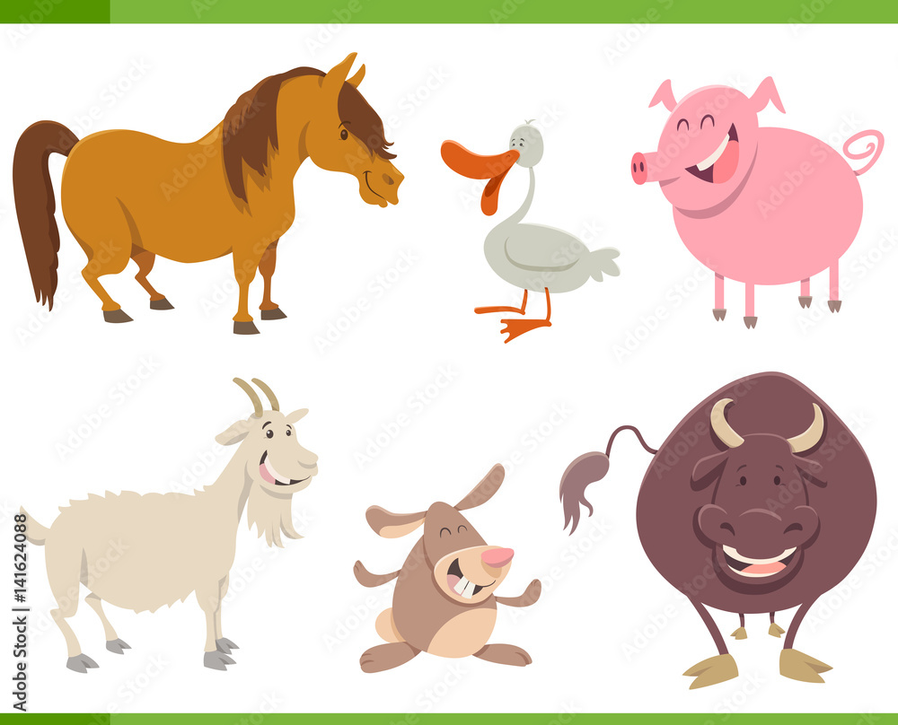 cute farm animal characters set