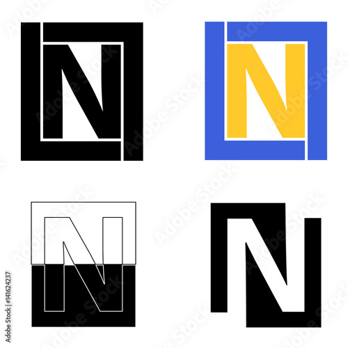 Set of emblems with the letter N