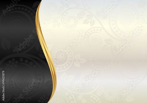 black and pearl background with floral motif