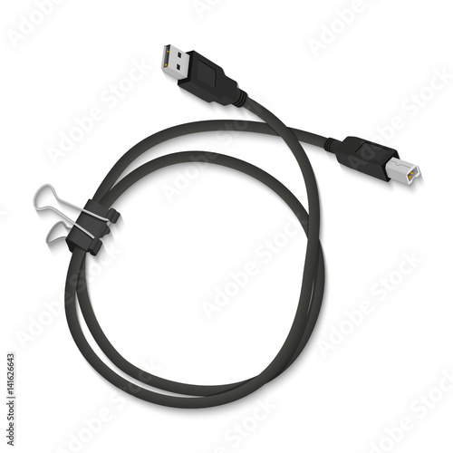 USB cable isolated on white background.