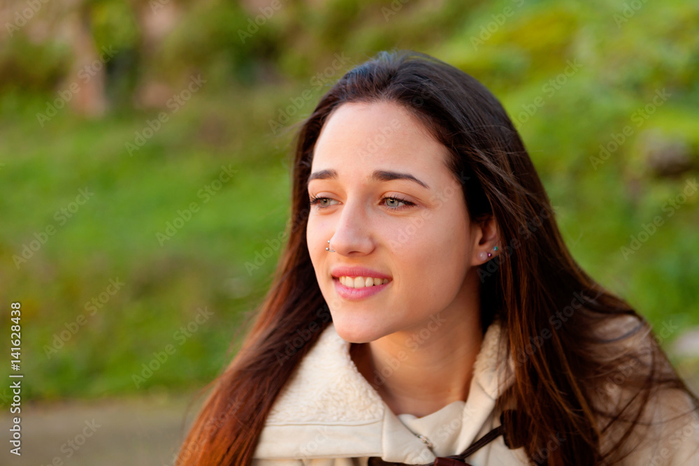 Smiling teen girl outside