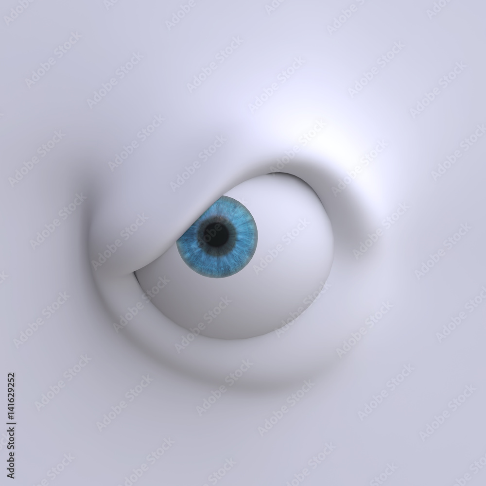 One funny cartoon eye. Element of emotion characters face. 3d render. One funny cartoon eye. Element of emotion characters face. 3d render.