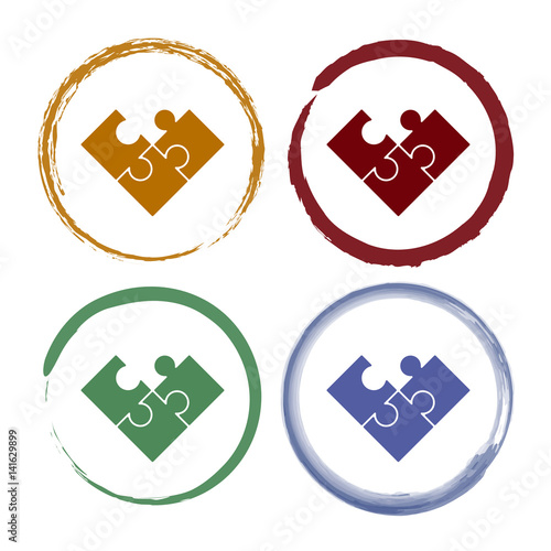Pinselstrich Icon Set - Puzzleteile