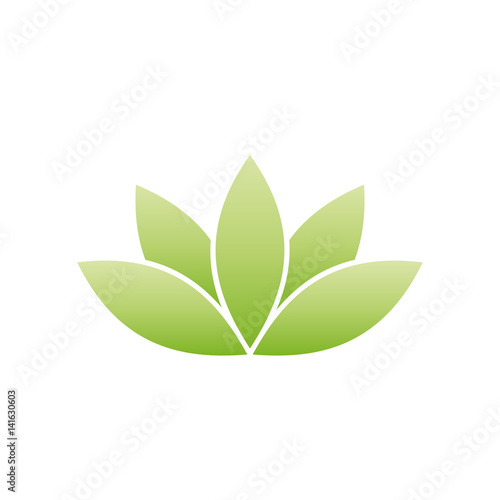 Green lotus symbol. Spa and wellness theme design element. Vector illustration.