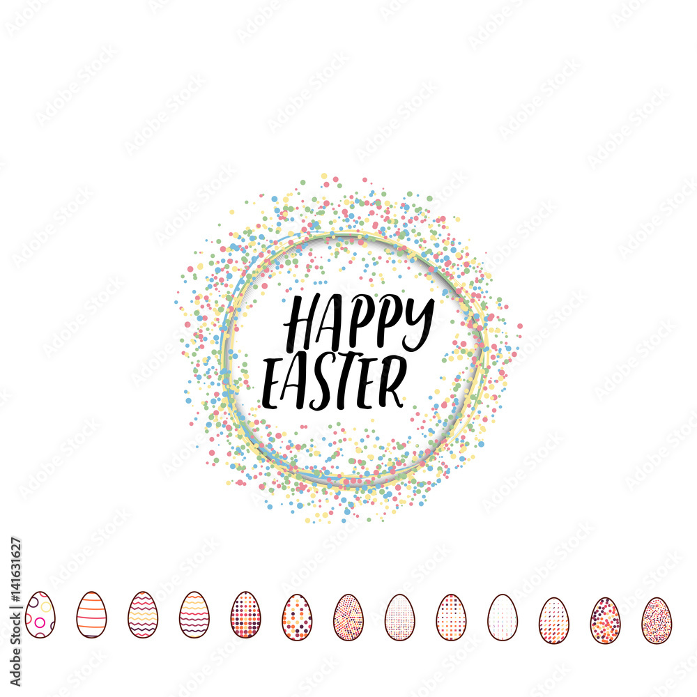 Typographic badges - Happy Easter. On the basis of script fonts, handmade. It can be used to design your printed products