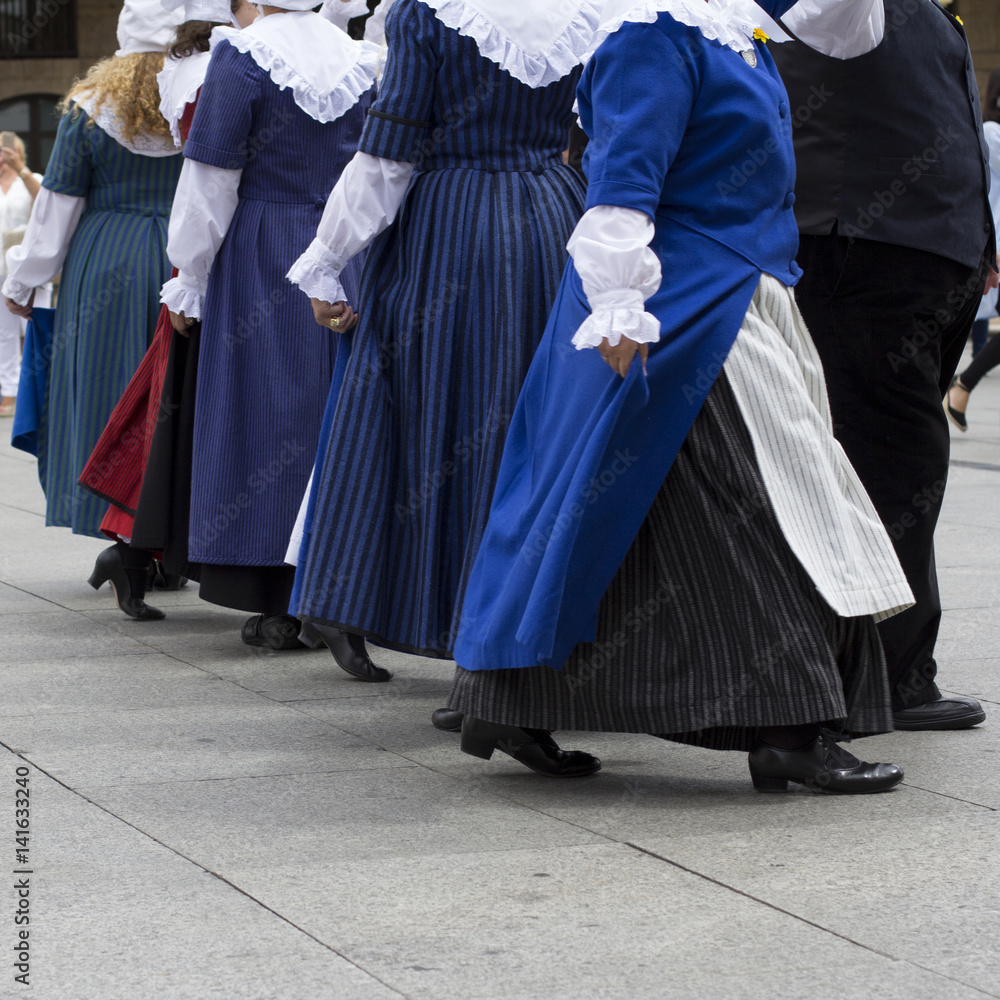 Welsh dancers wear traditional costume